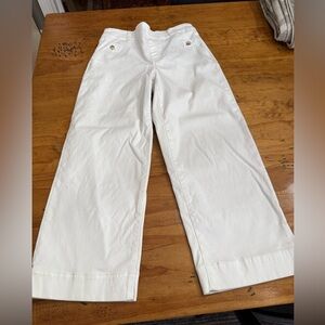 SPANX Women's White cropped wide leg pants